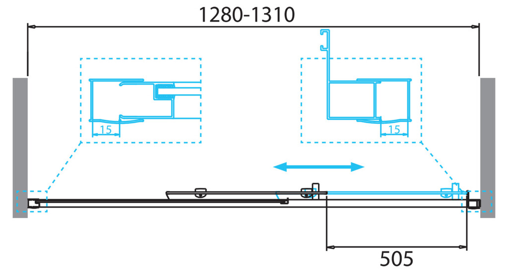 Душевая дверь BelBagno DUE-BF-1-130-C-Cr 130x190