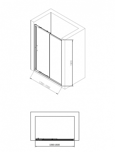 Душевая дверь BandHours Loft 135-150D 135-150x190