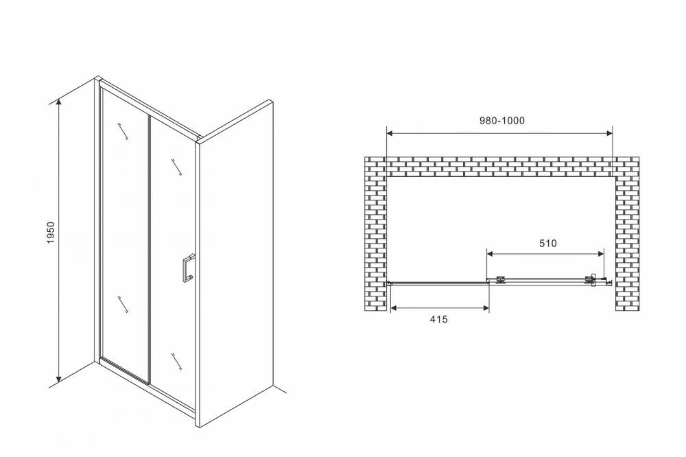 Душевая дверь Abber Schwarzer Diamant AG30100B5 100x195