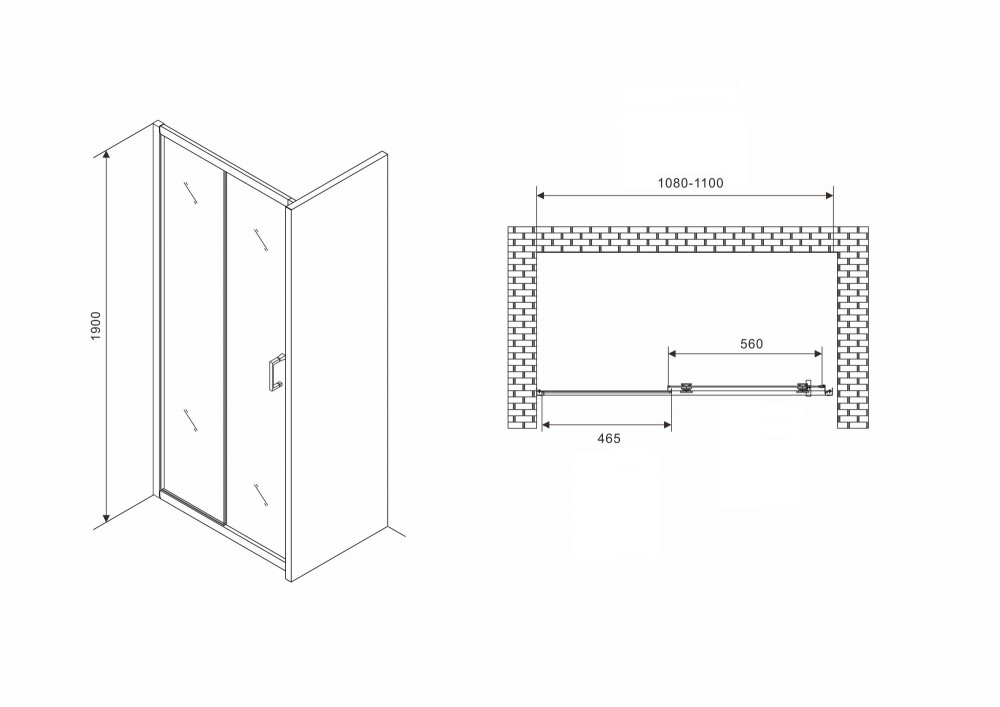 Душевая дверь Abber Schwarzer Diamant AG30110B5 110x190