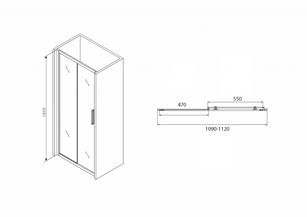 Душевая дверь Abber Schwarzer Diamant AG30110BH 110x195