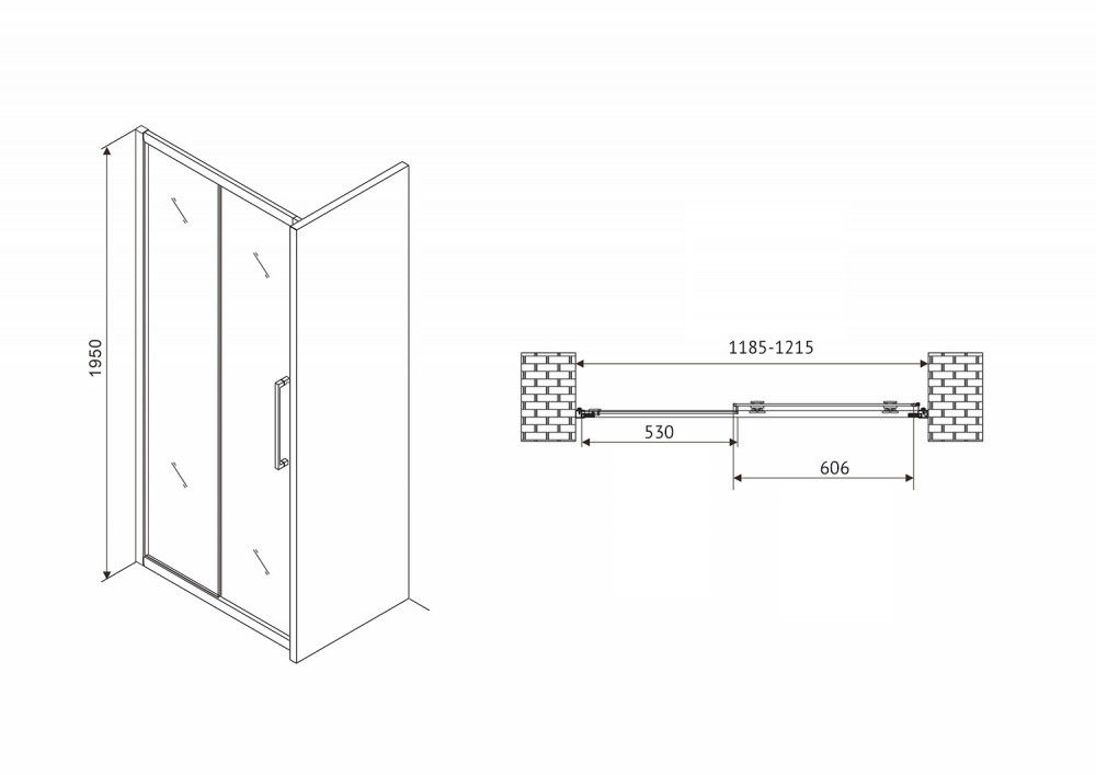 Душевая дверь Abber Schwarzer Diamant AG30120MH 120x195