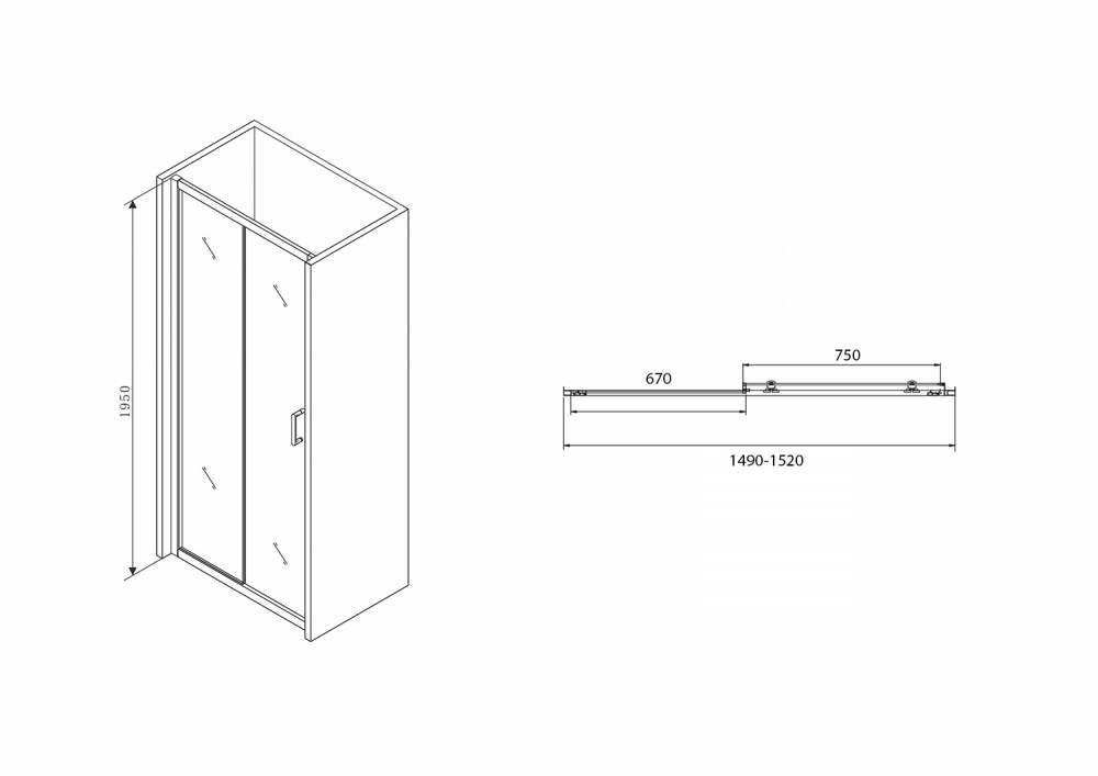 Душевая дверь Abber Schwarzer Diamant AG30150B 150x195