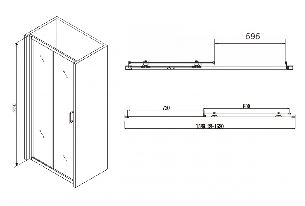 Душевая дверь Abber Schwarzer Diamant AG30160B 160x195