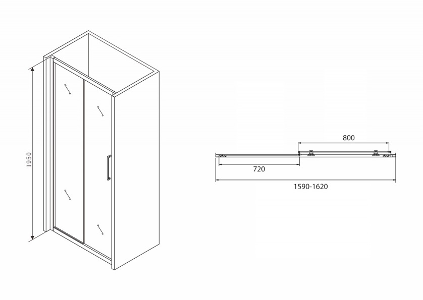 Душевая дверь Abber Schwarzer Diamant AG30160BH 160x195