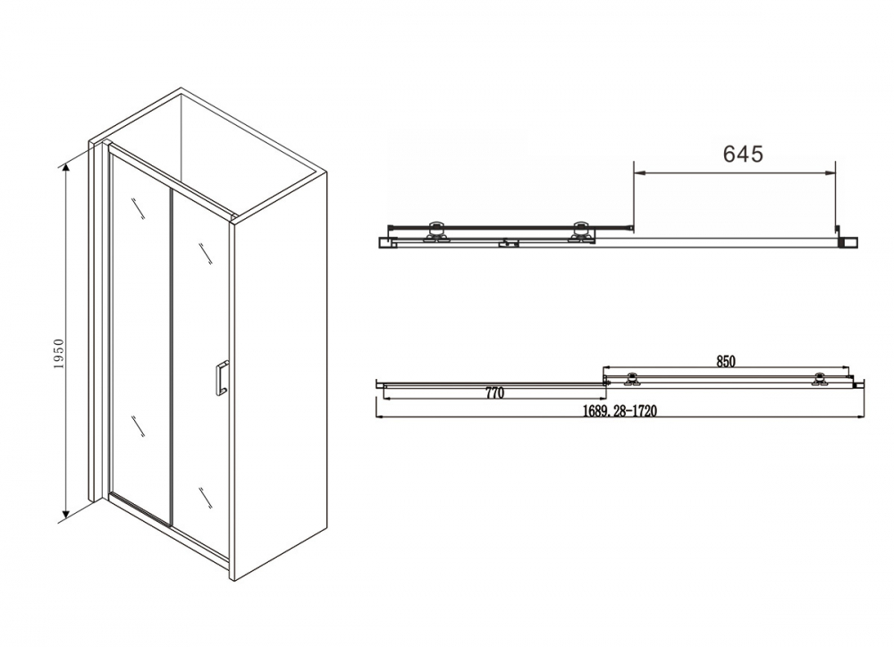 Душевая дверь Abber Schwarzer Diamant AG30170B 170x195