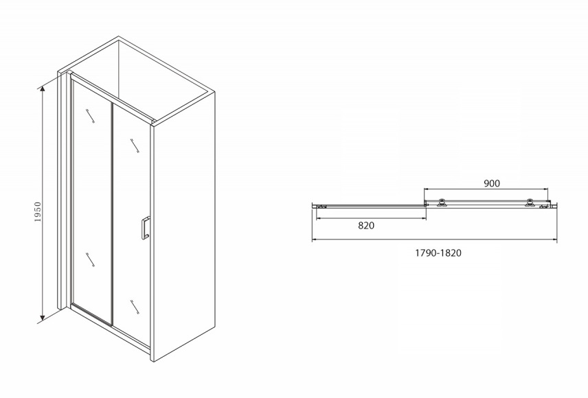 Душевая дверь Abber Schwarzer Diamant AG30180B 180x195