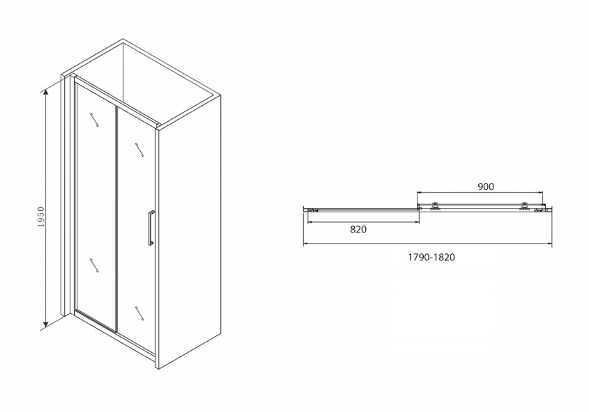 Душевая дверь Abber Schwarzer Diamant AG30180BH 180x195