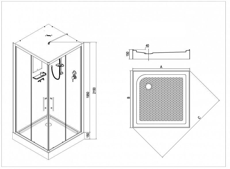 Душевая кабина Esbano ESM-100CKR 100x100