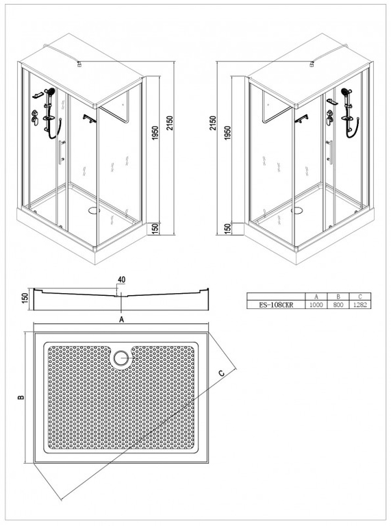 Душевая кабина Esbano ES-108CKR 100x80