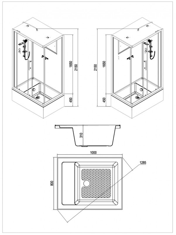 Душевая кабина Esbano ES-108CKRB R 100x80