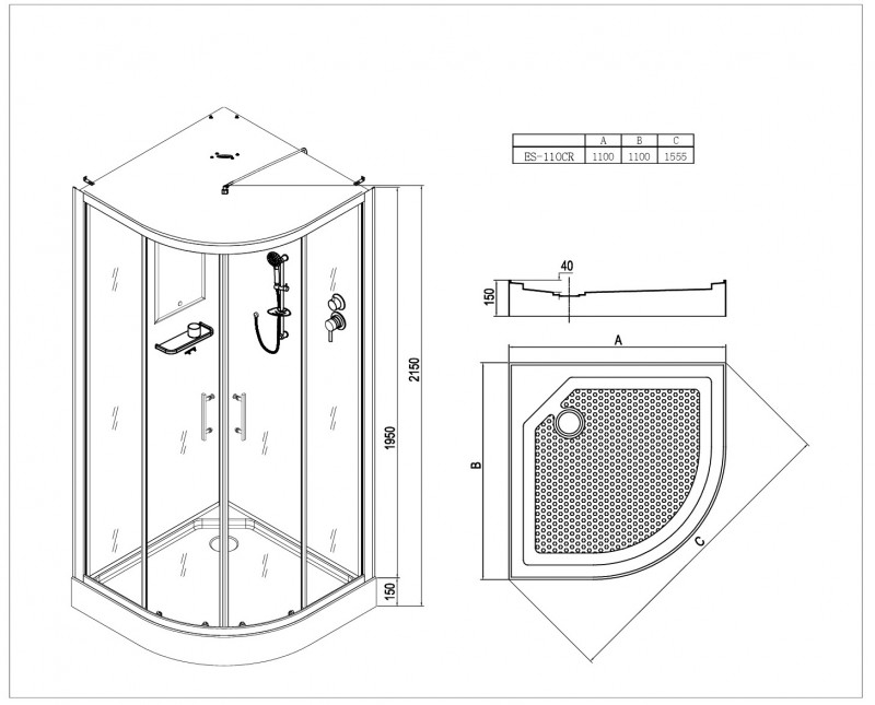 Душевая кабина Esbano ES-110CR 110x110