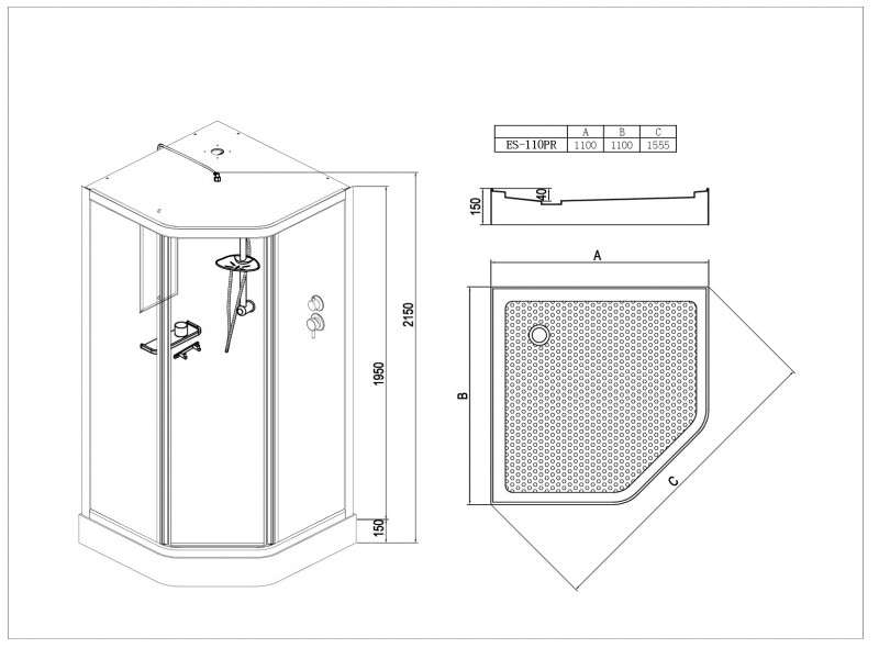 Душевая кабина Esbano ES-110PR 110x110