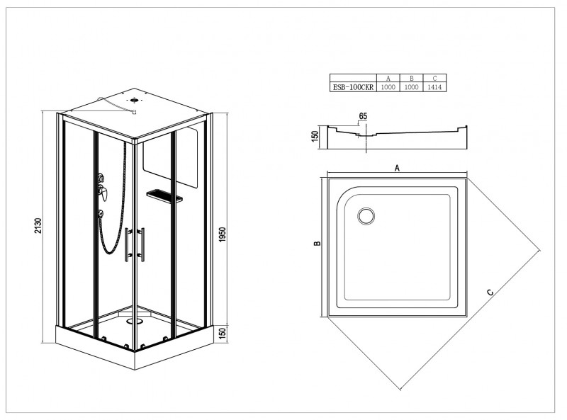 Душевая кабина Esbano ESB-100CKR 100x100
