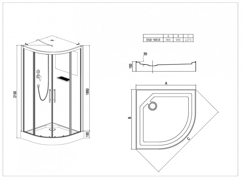 Душевая кабина Esbano ESB-90CR 90x90