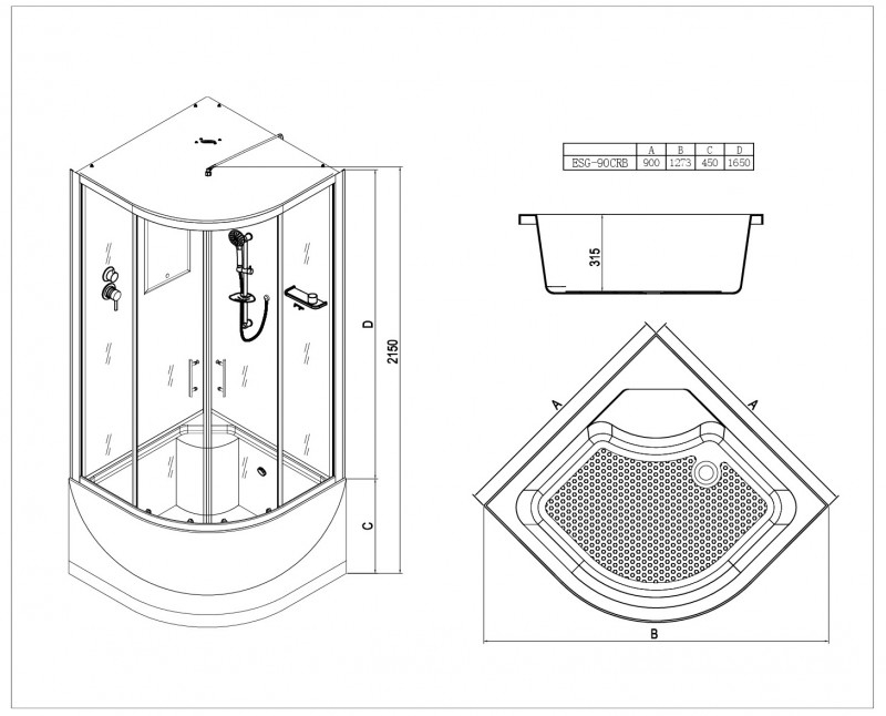 Душевая кабина Esbano ESG-90CRB 90x90