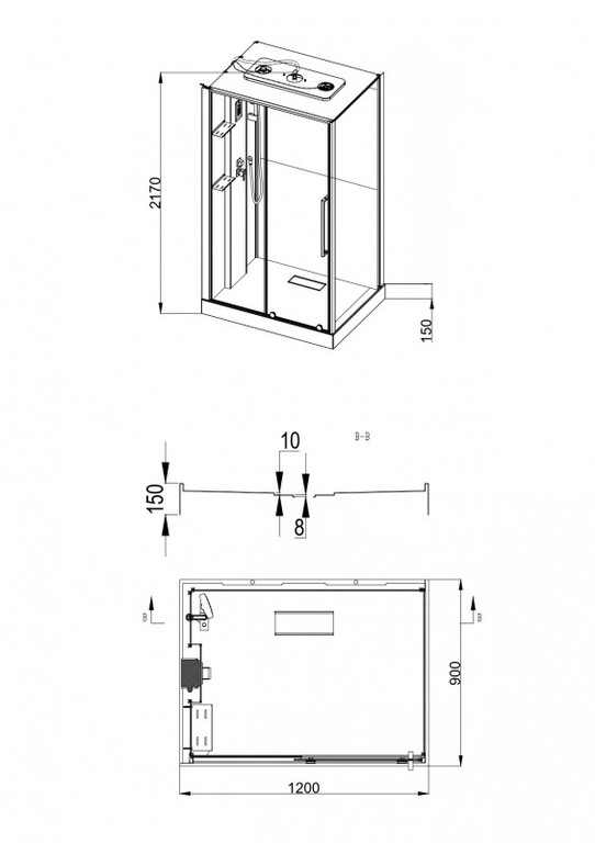Душевая кабина Esbano ESO-AURA-1209ST 120x90