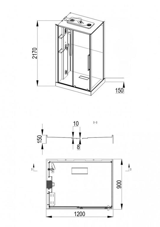 Душевая кабина Esbano ESO-AURA-1209ST 120x90