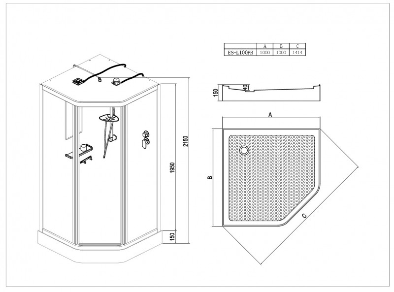 Душевая кабина Esbano ES-L100PR 100x100