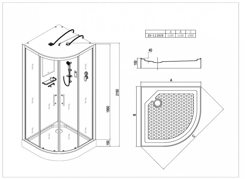 Душевая кабина Esbano ES-L110CR 110x110