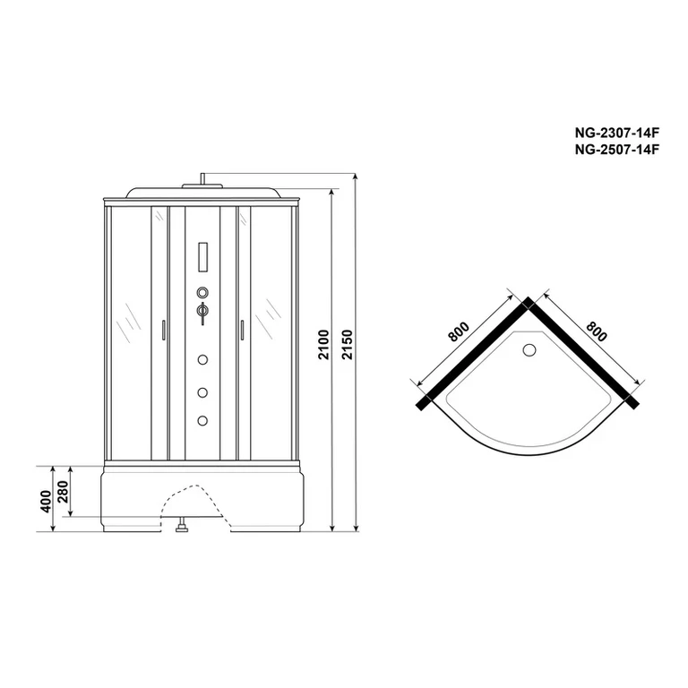 Душевая кабина Niagara NG-2507-14F 80x80