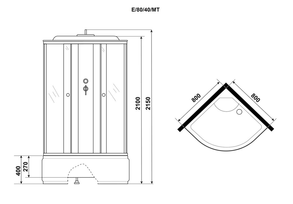 Душевая кабина Niagara Eco E80/40/MT 80x80