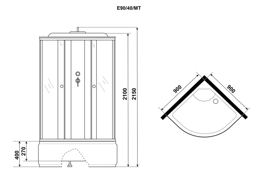 Душевая кабина Niagara Eco E90/40/MT 90x90