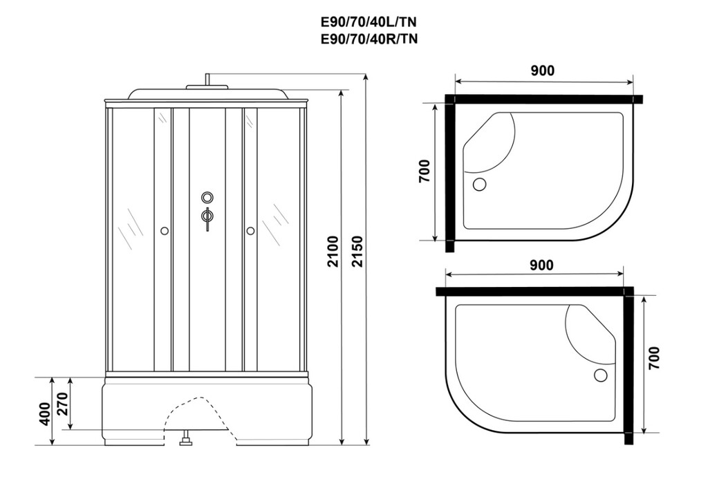 Душевая кабина Niagara Eco E90/70/40L/TN 90x70