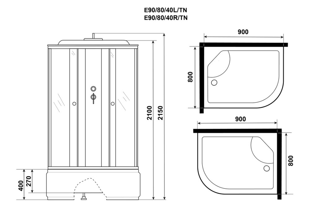 Душевая кабина Niagara Eco E90/80/40L/TN 90x80