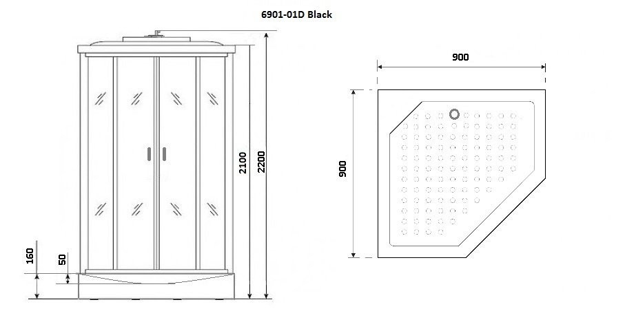 Душевая кабина Niagara Premium NG-6901-01D BLACK 90x90