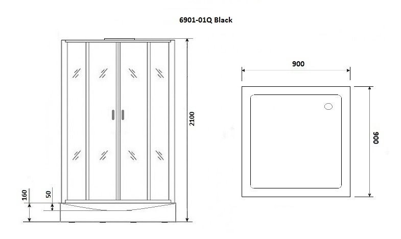 Душевая кабина Niagara Premium NG-6901-01Q BLACK 90x90