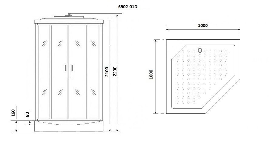 Душевая кабина Niagara Premium NG-6902-01D BLACK 100x100