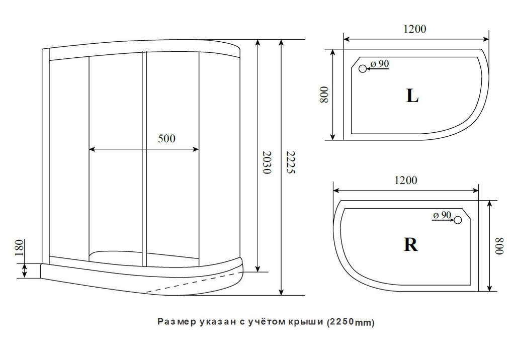 Душевая кабина Timo Ilma 902 Black R 120x80