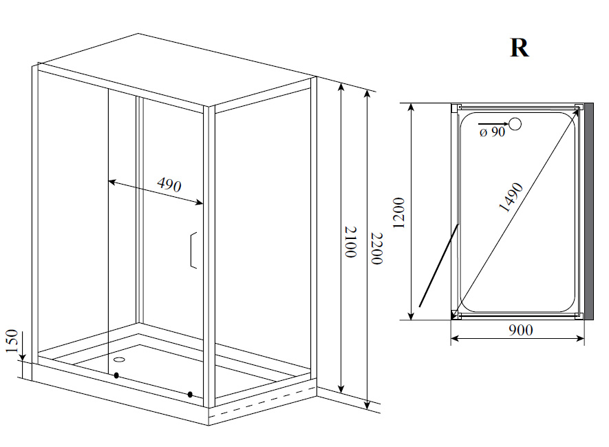 Душевая кабина Timo Puro H-510 R 120x90