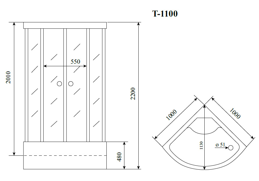 Душевая кабина Timo T-1100P 100x100