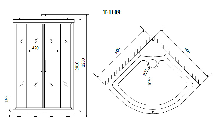 Душевая кабина Timo T-1109P 90x90