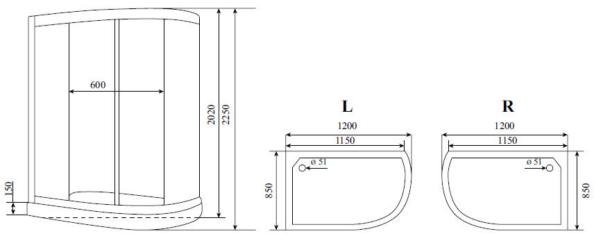 Душевая кабина Timo T-6602 Black L 120x85