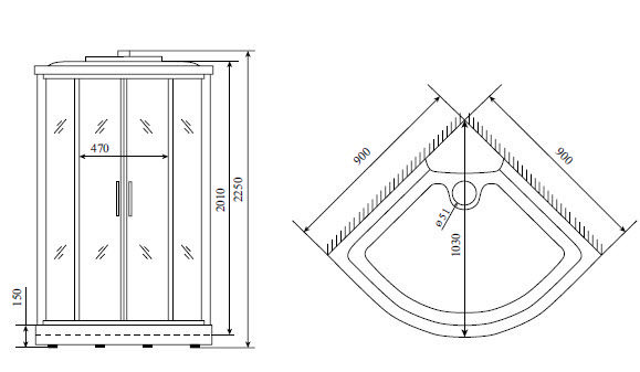 Душевая кабина Timo T-6609 Black 90x90