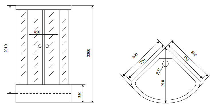 Душевая кабина Timo T-6680 Black 80x80