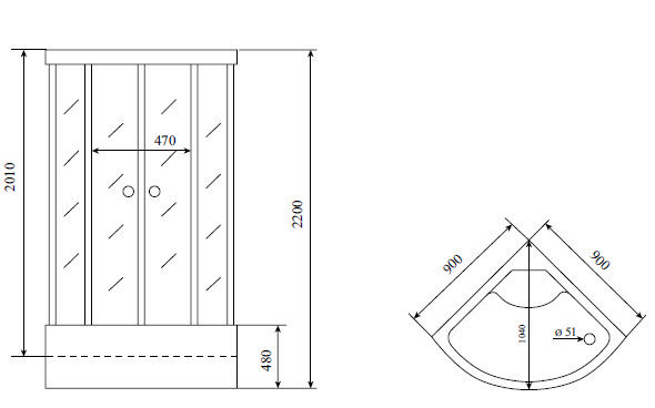 Душевая кабина Timo T-6690 Silver Fabric 90x90