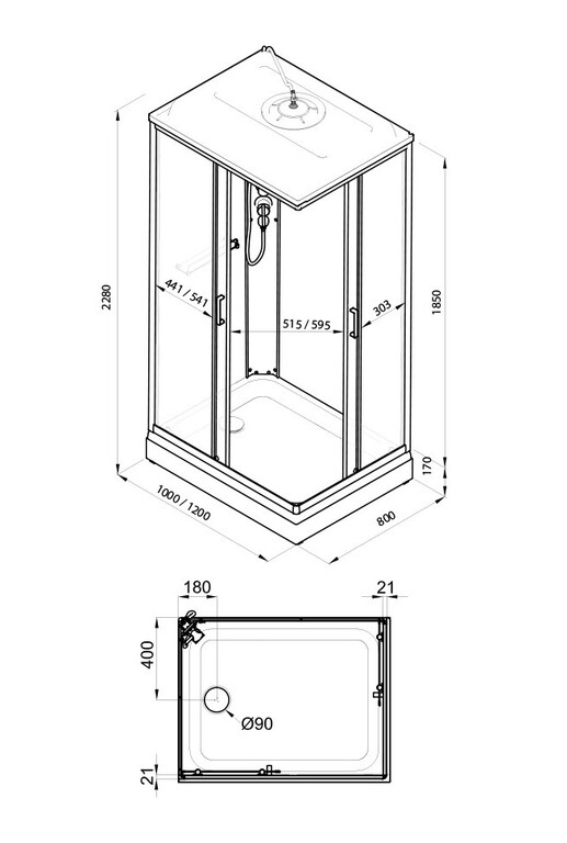 Душевая кабина Triton Квадро А 120x80 полосы