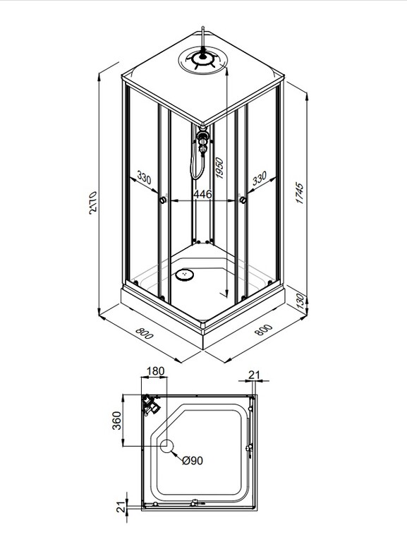 Душевая кабина Triton Вельвет-К 80x80
