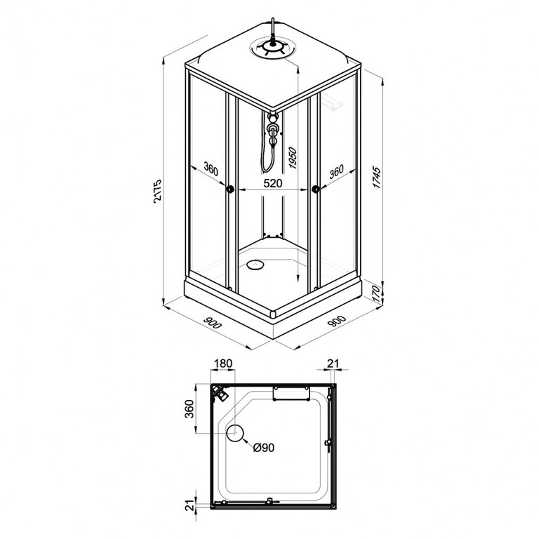 Душевая кабина Triton Вельвет-К 90x90