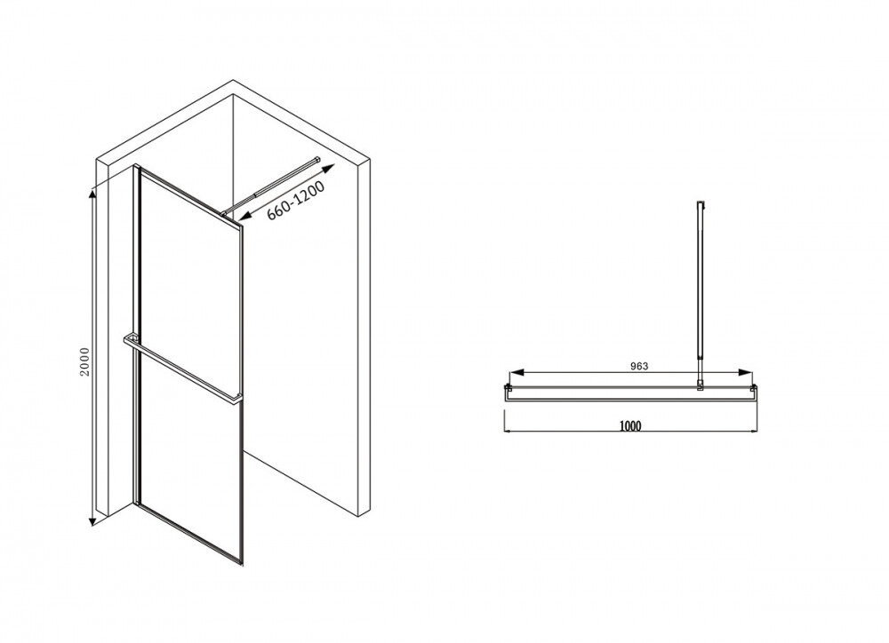 Душевая перегородка Abber Immer Offen AG60100B8 100x200