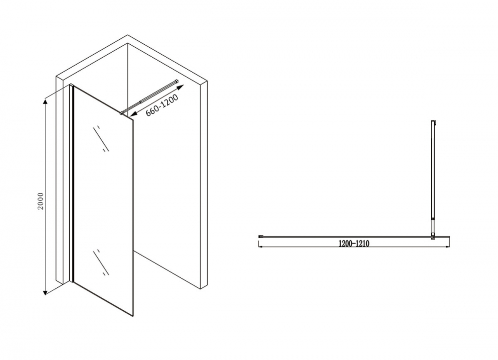 Душевая перегородка Abber Immer Offen AG61120B8 120x200