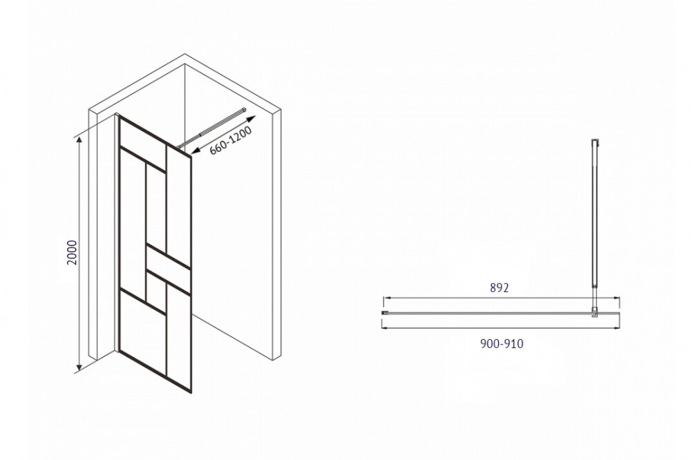 Душевая перегородка Abber Immer Offen AG63090B 90x200