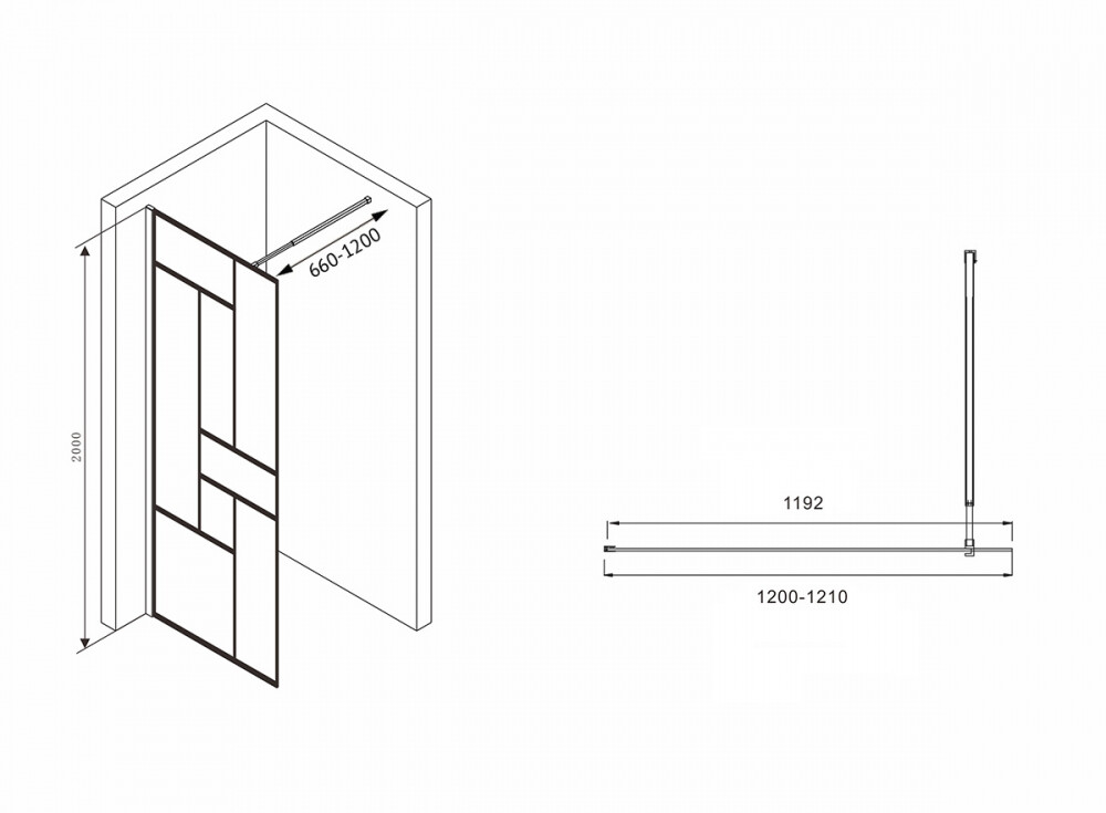 Душевая перегородка Abber Immer Offen AG63120B 120x200
