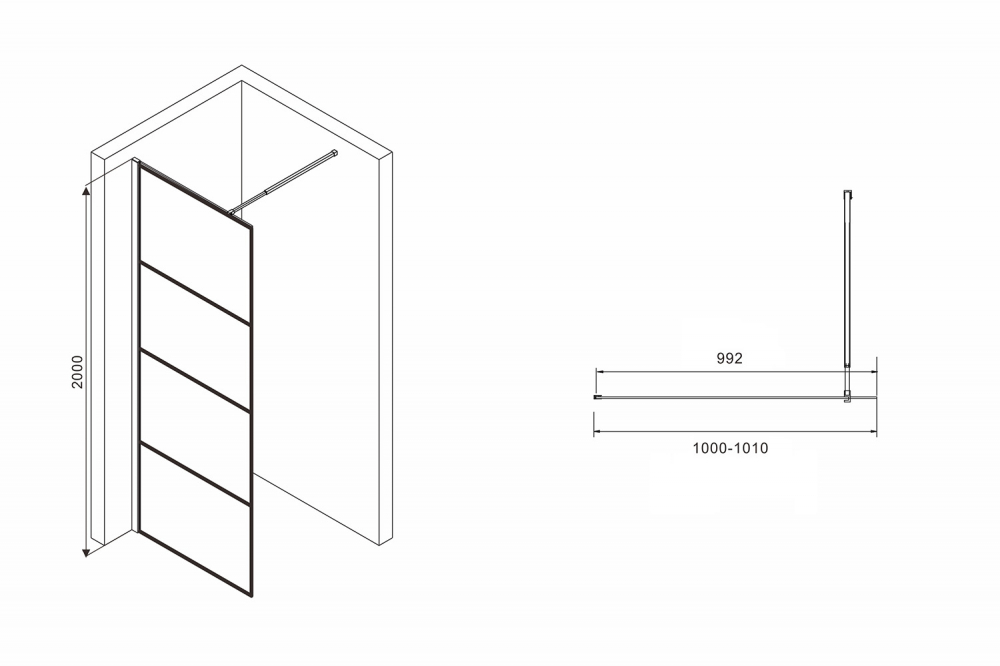 Душевая перегородка Abber Immer Offen AG65100B 100x200