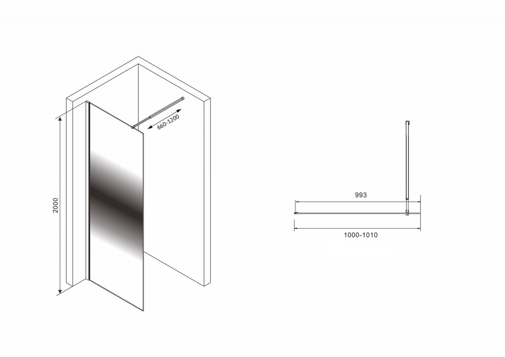 Душевая перегородка Abber Immer Offen AG69103BS 100x200