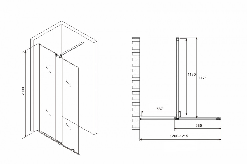 Душевая перегородка Abber Komfort AG09120B 120x200